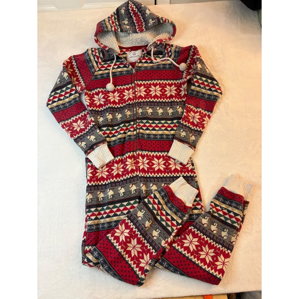 Abercrombie Fitch Sleepwear Collection One Piece Pajamas Jumpsuit Hooded XS S‎